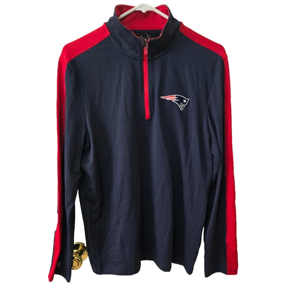 New England Patriots Antigua Content Quarter-Zip Pullover Men's M Navy/Red NWT